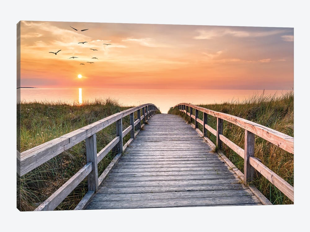 Beautiful Sunset At The Dune Beach, North Sea Coast, Germany by Jan Becke 1-piece Canvas Artwork