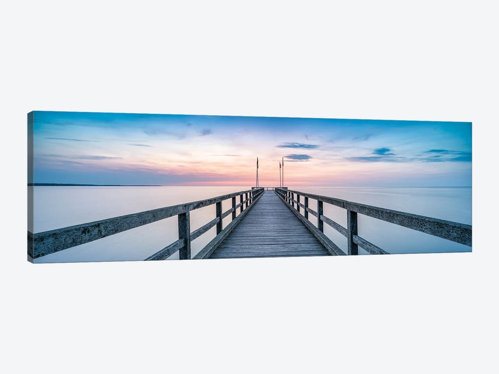 Wooden Pier Panorama At Sunset by Jan Becke 1-piece Canvas Print