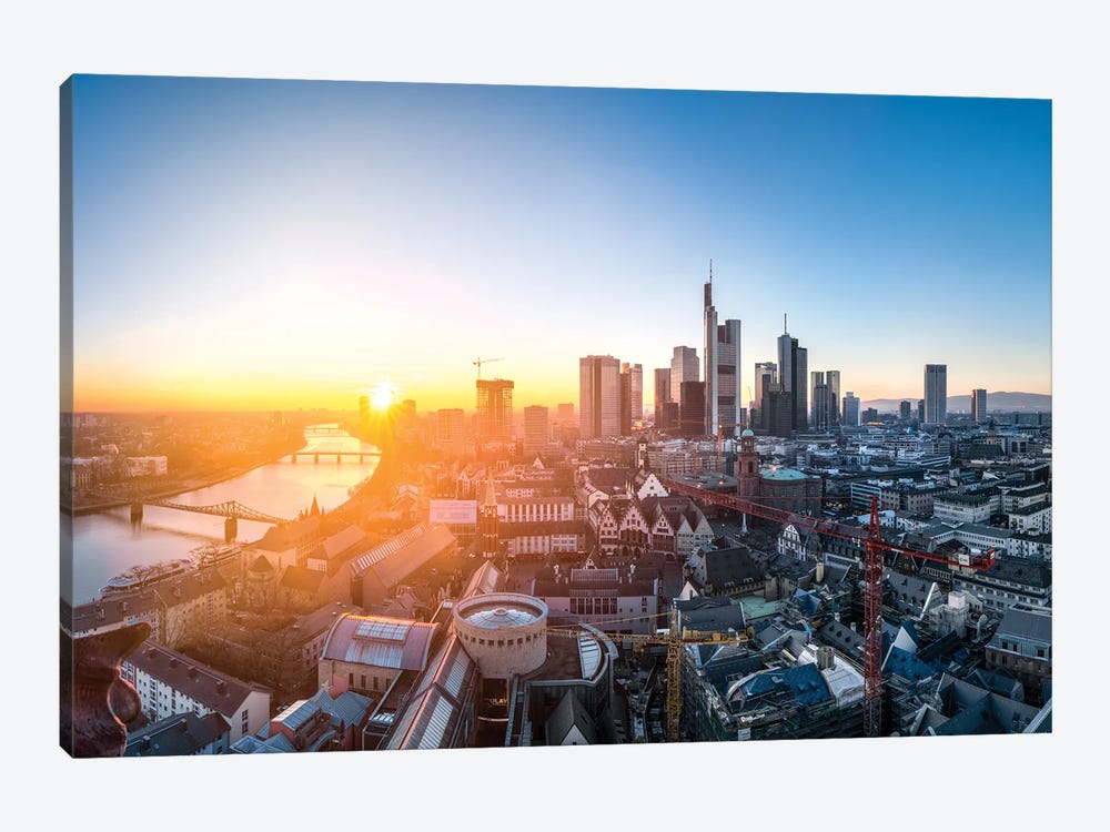 Frankfurt am Main skyline at sunset by Jan Becke 1-piece Canvas Print