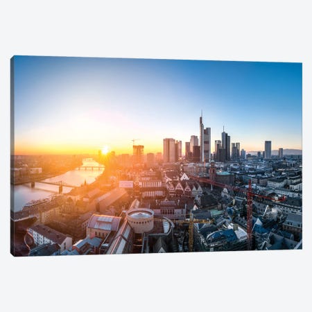 Frankfurt am Main skyline at sunset Canvas Print #JNB429} by Jan Becke Canvas Art Print