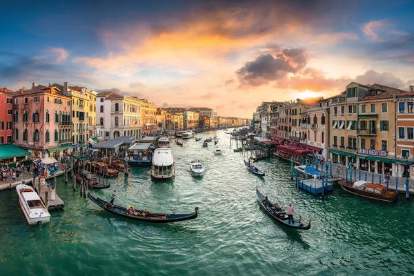 City Sunrises & Sunsets: Grand Canal At Sunset by Jan Becke