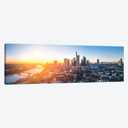 Frankfurt am Main skyline panorama at sunset Canvas Print #JNB430} by Jan Becke Canvas Artwork