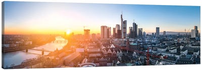 Frankfurt am Main skyline panorama at sunset Canvas Art Print - Frankfurt Art