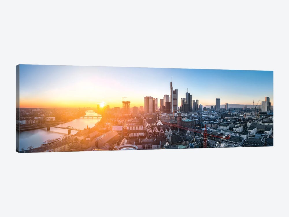 Frankfurt am Main skyline panorama at sunset by Jan Becke 1-piece Art Print