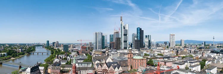 View of the central business district in Frankfurt am Main, Hesse, Germany