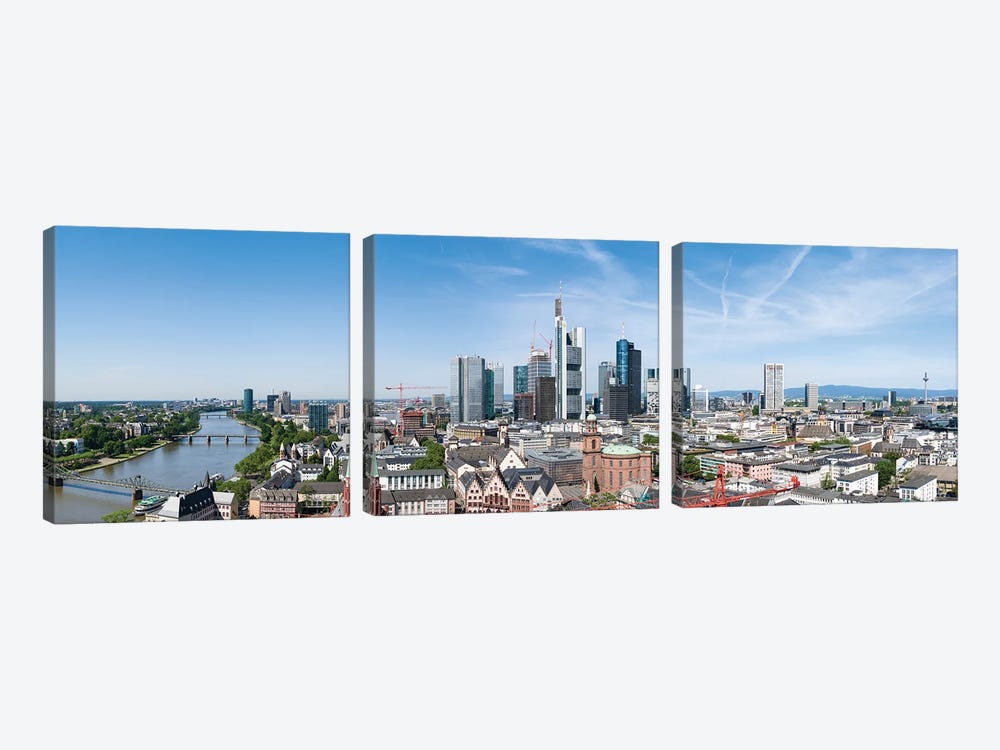 View of the central business district in Frankfurt am Main, Hesse, Germany by Jan Becke 3-piece Canvas Wall Art