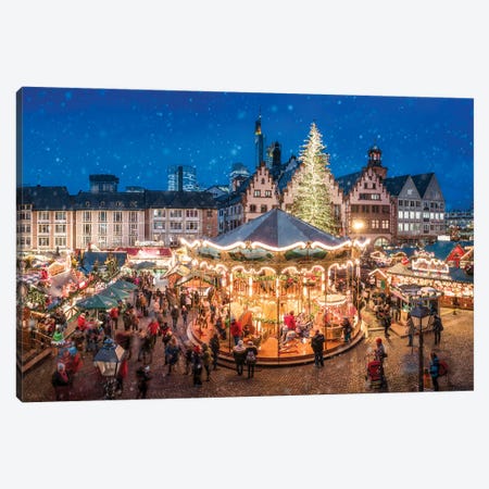 Christmas Market at the Römerberg in Frankfurt am Main Canvas Print #JNB432} by Jan Becke Canvas Artwork