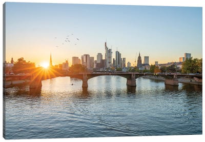 Frankfurt am Main skyline at sunset, Hesse, Germany Canvas Art Print - Frankfurt