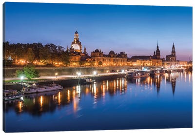 Dresden skyline at dusk, Saxony, Germany Canvas Art Print - Dresden