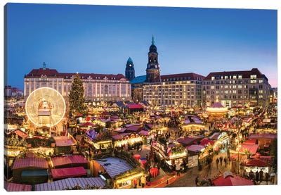 The Striezelmarkt Christmas Market in Dresden, Saxony, Germany Canvas Art Print - Dresden