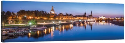 Dresden skyline panorama at night Canvas Art Print - Dresden