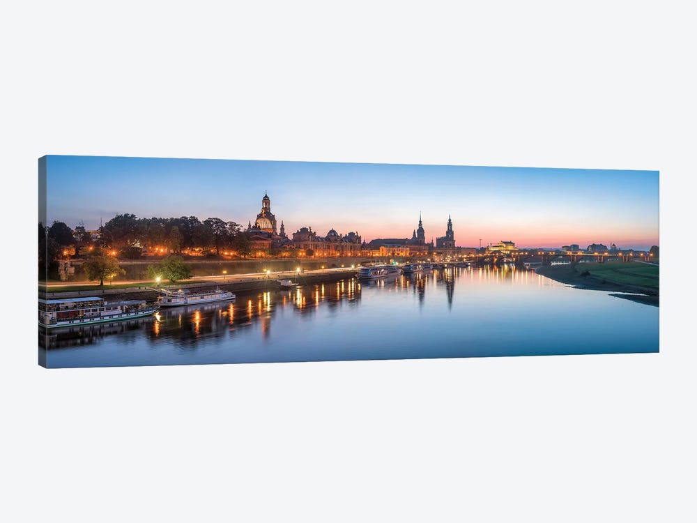 Dresden skyline panorama along the Elbe River by Jan Becke 1-piece Canvas Wall Art