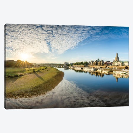 Panoramic view of Dresden at sunrise, Saxony, Germany Canvas Print #JNB452} by Jan Becke Canvas Artwork