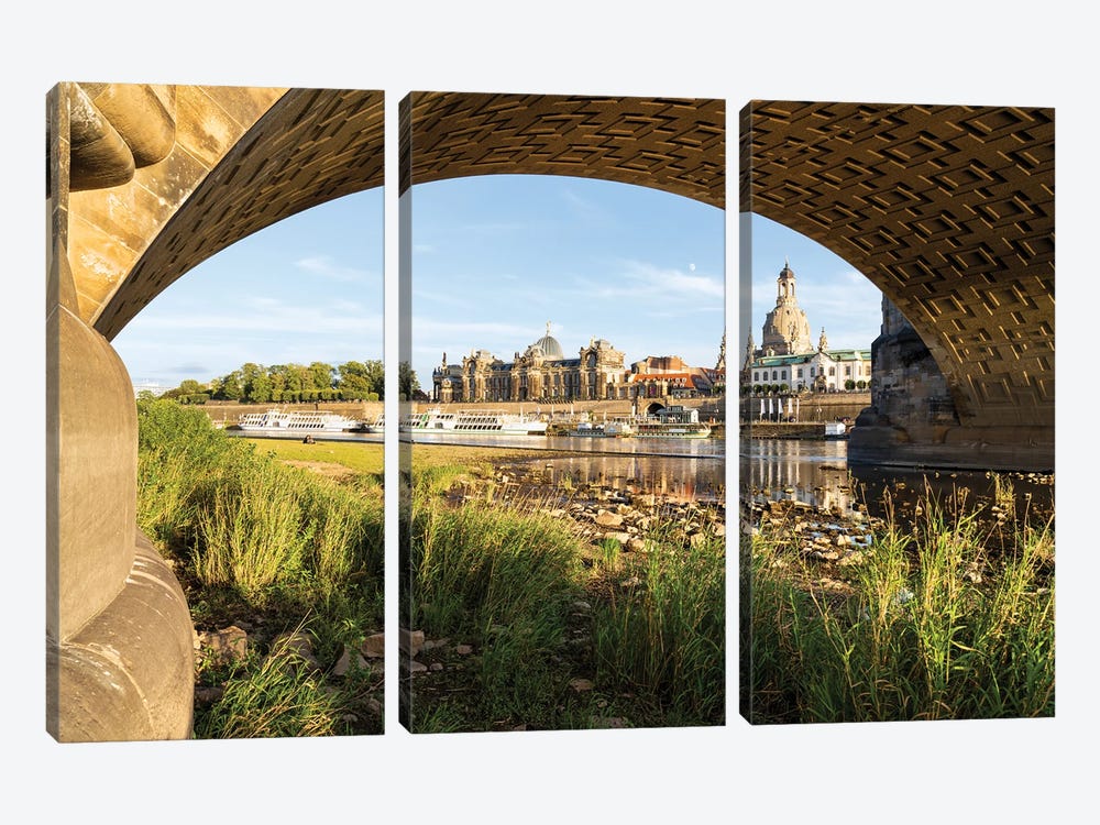 Augustusbrücke and skyline of Dresden, Saxony, Germany by Jan Becke 3-piece Canvas Artwork