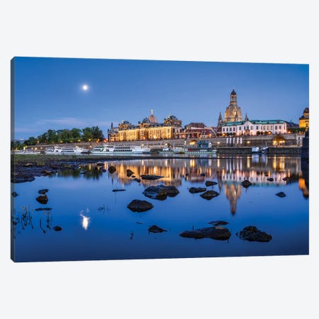 Dresden skyline with Frauenkirche at night, Saxony, Germany Canvas Print #JNB455} by Jan Becke Canvas Art Print