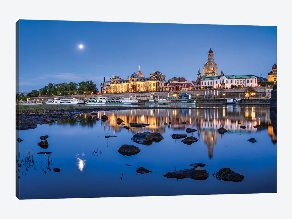 Dresden skyline with Frauenkirche at night, Saxony, Germany by Jan Becke 1-piece Canvas Art