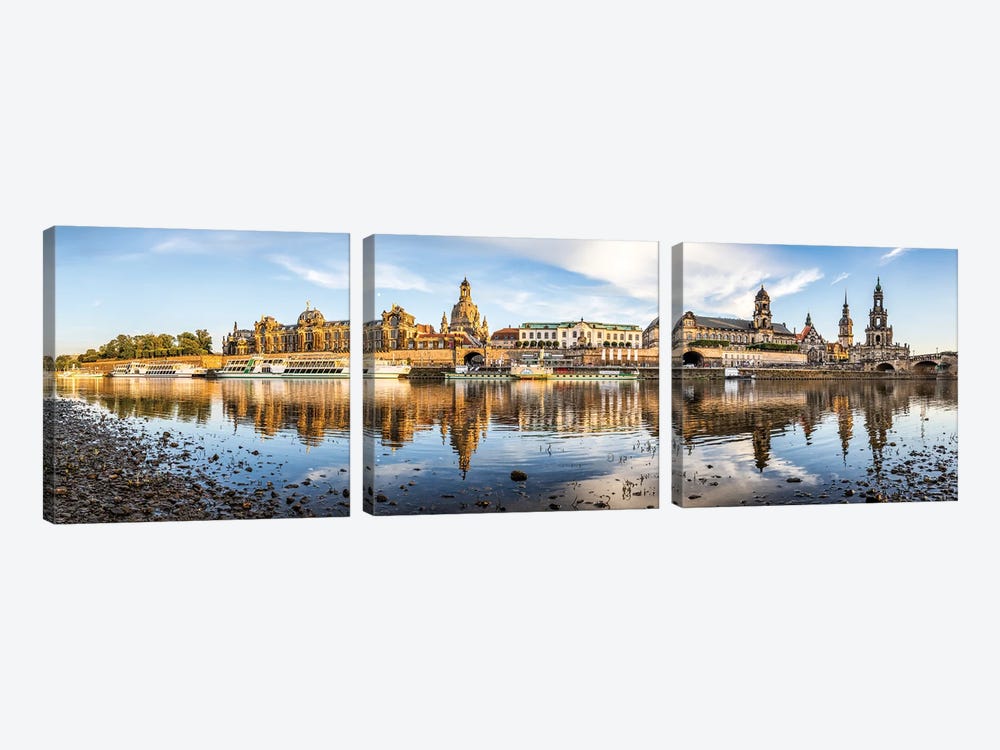 Dresden skyline panorama along the Elbe River, Saxony, Germany by Jan Becke 3-piece Canvas Art Print