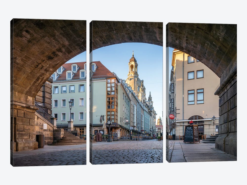 Old town of Dresden with Frauenkirche by Jan Becke 3-piece Canvas Art