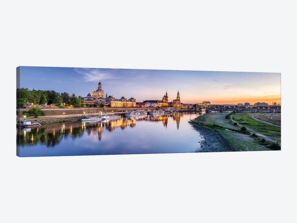 Dresden skyline panorama at sunset, Saxony, Germany by Jan Becke 1-piece Canvas Print