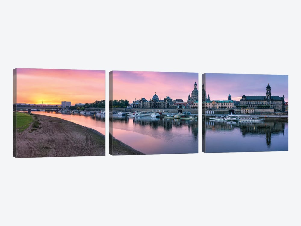 Dresden skyline panorama at sunrise, Saxony, Germany by Jan Becke 3-piece Canvas Print
