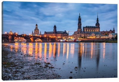 On the Banks of the Elbe River in Dresden Canvas Art Print - Dresden