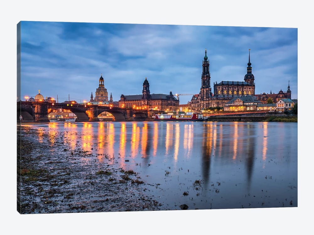 On the Banks of the Elbe River in Dresden by Jan Becke 1-piece Canvas Artwork