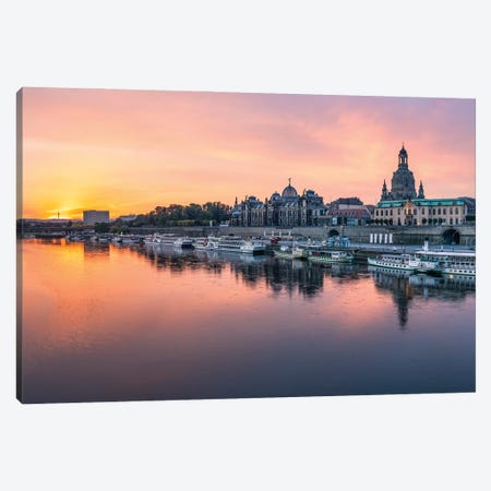Dresden skyline at sunrise, Saxony, Germany Canvas Print #JNB463} by Jan Becke Art Print