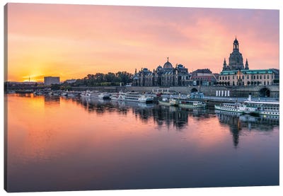 Dresden skyline at sunrise, Saxony, Germany Canvas Art Print - Dresden