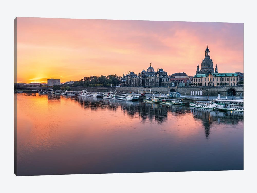Dresden skyline at sunrise, Saxony, Germany by Jan Becke 1-piece Canvas Print