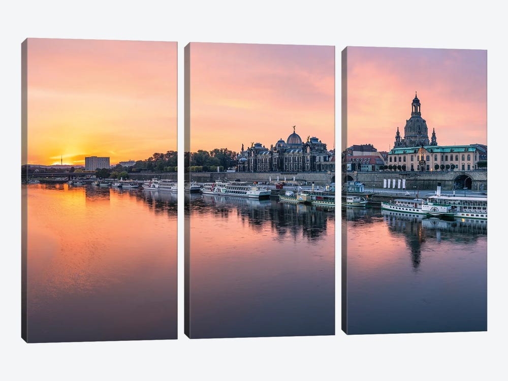 Dresden skyline at sunrise, Saxony, Germany by Jan Becke 3-piece Art Print