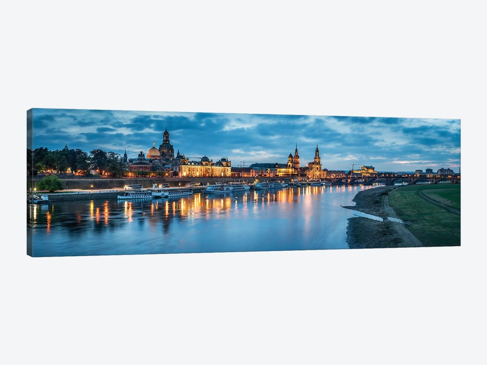 Dresden skyline panorama at dusk by Jan Becke 1-piece Canvas Artwork