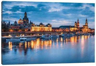 Dresden skyline at night Canvas Art Print - Germany Art