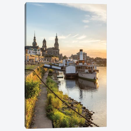 View of the old town of Dresden along the Elbe River Canvas Print #JNB472} by Jan Becke Canvas Art