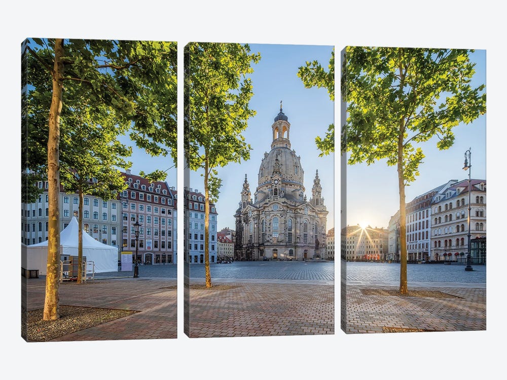 Neumarkt square and Frauenkirche in Dresden, Saxony, Germany by Jan Becke 3-piece Canvas Art