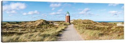 Panoramic view of the Lighthouse Quermarkenfeuer Rotes Kliff, Sylt, Schleswig-Holstein, Germany Canvas Art Print - Sylt Art