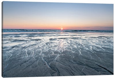 Sunset at the North Sea coast, Sylt, Schleswig-Holstein, Germany Canvas Art Print - Sylt Art