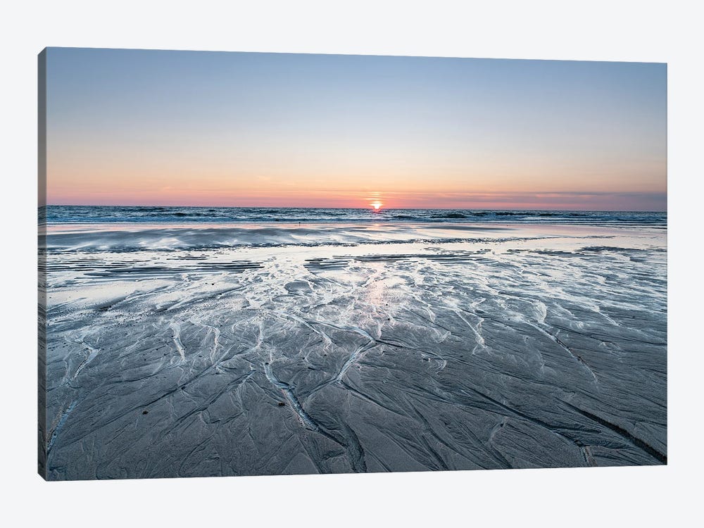Sunset at the North Sea coast, Sylt, Schleswig-Holstein, Germany by Jan Becke 1-piece Canvas Wall Art