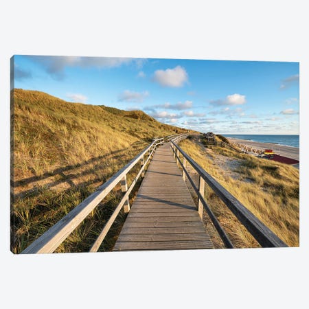Wooden boardwalk along the North Sea coast, Island of Sylt, Germany Canvas Print #JNB485} by Jan Becke Canvas Artwork