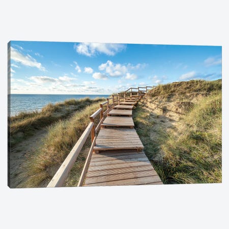 Boardwalk along the dune beach, Sylt, Germany Canvas Print #JNB486} by Jan Becke Canvas Wall Art