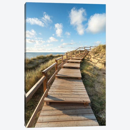 Wooden boardwalk along the Rotes Kliff (Red Cliff), Sylt, Germany Canvas Print #JNB487} by Jan Becke Canvas Artwork