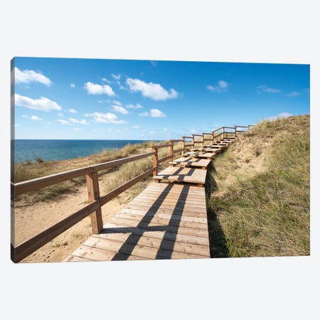 Boardwalk along the Rotes Kliff (Red Cliff), Sylt, Schleswig-Holstein, Germany Canvas Print #JNB490} by Jan Becke Canvas Artwork
