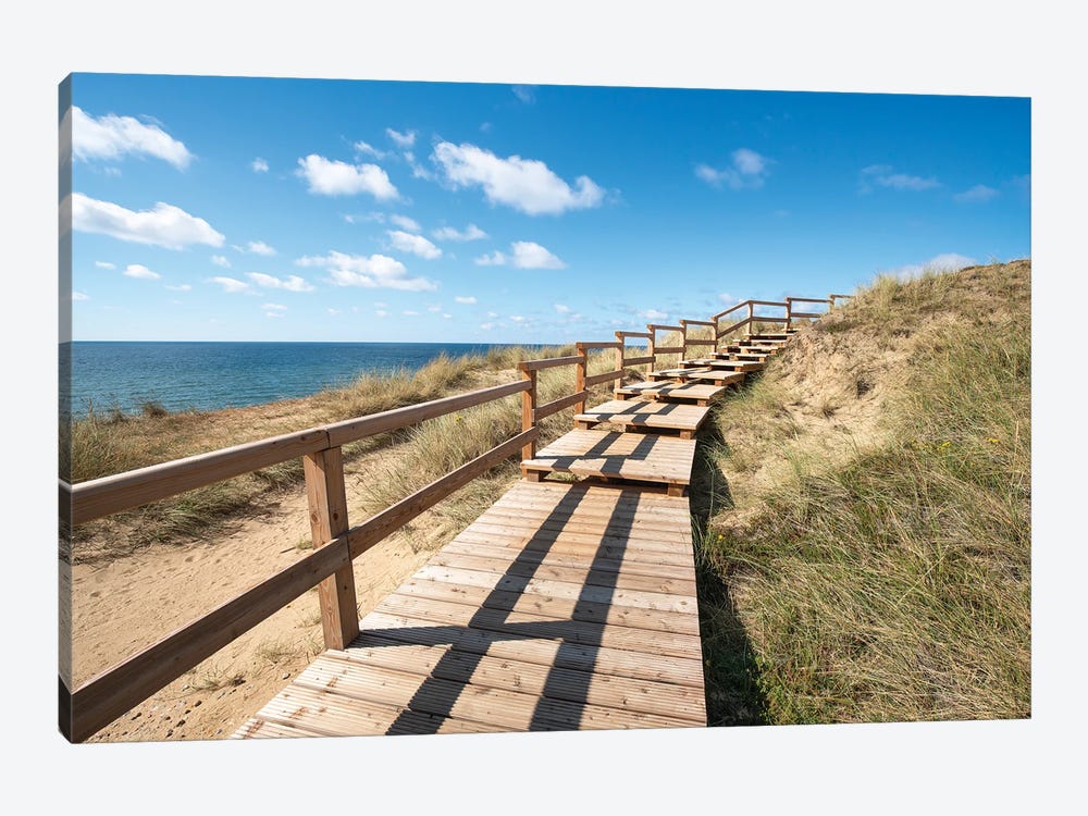 Boardwalk along the Rotes Kliff (Red Cliff), Sylt, Schleswig-Holstein, Germany by Jan Becke 1-piece Canvas Print