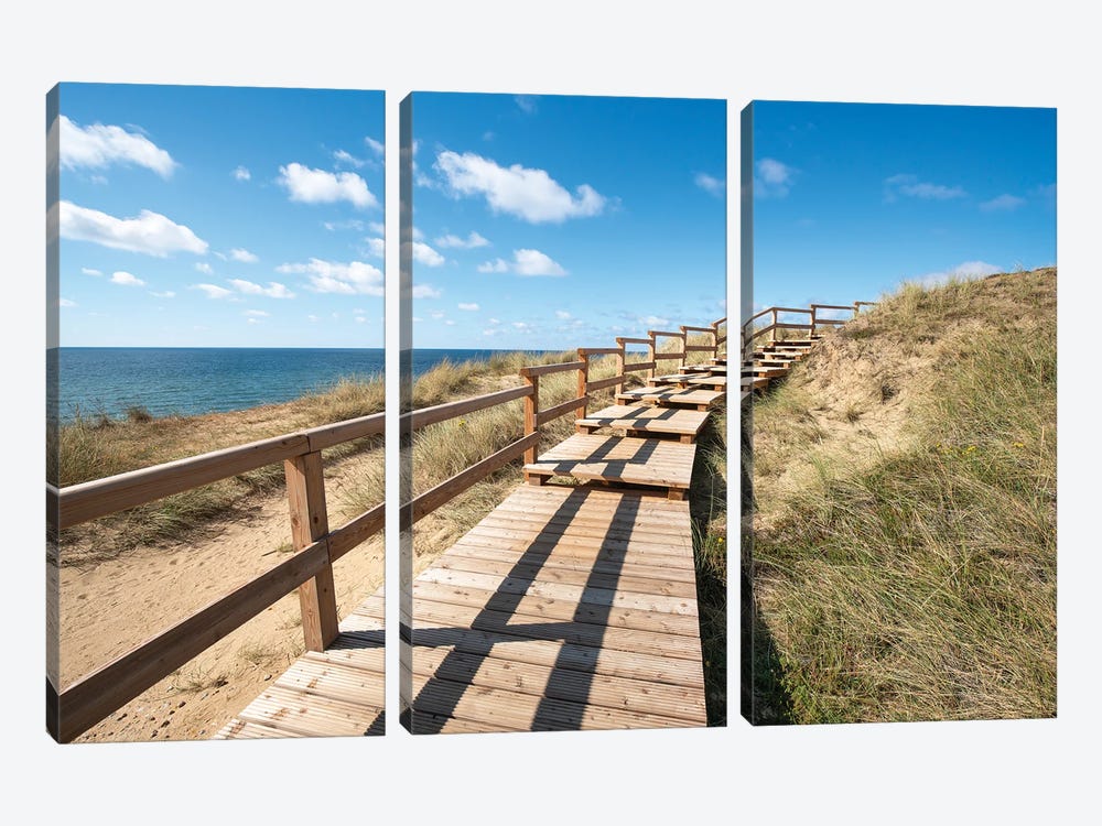 Boardwalk along the Rotes Kliff (Red Cliff), Sylt, Schleswig-Holstein, Germany by Jan Becke 3-piece Art Print