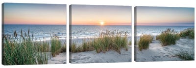 Dune beach panorama at sunset Canvas Art Print - 3-Piece Beach Art