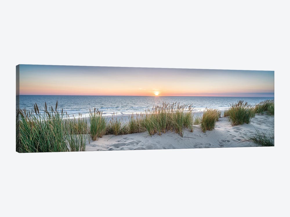 Dune beach panorama at sunset 1-piece Canvas Art