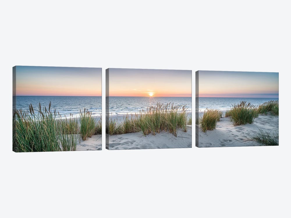 Dune beach panorama at sunset by Jan Becke 3-piece Canvas Art