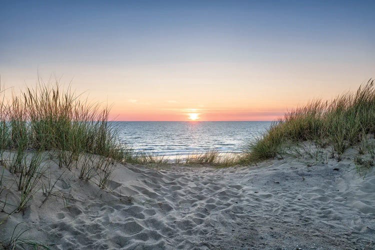 Dune beach at sunset by Jan Becke wall art