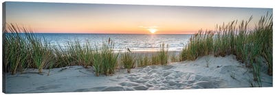 Dune beach panorama at sunset, North Sea coast, Germany Canvas Art Print - Best Selling Panoramics