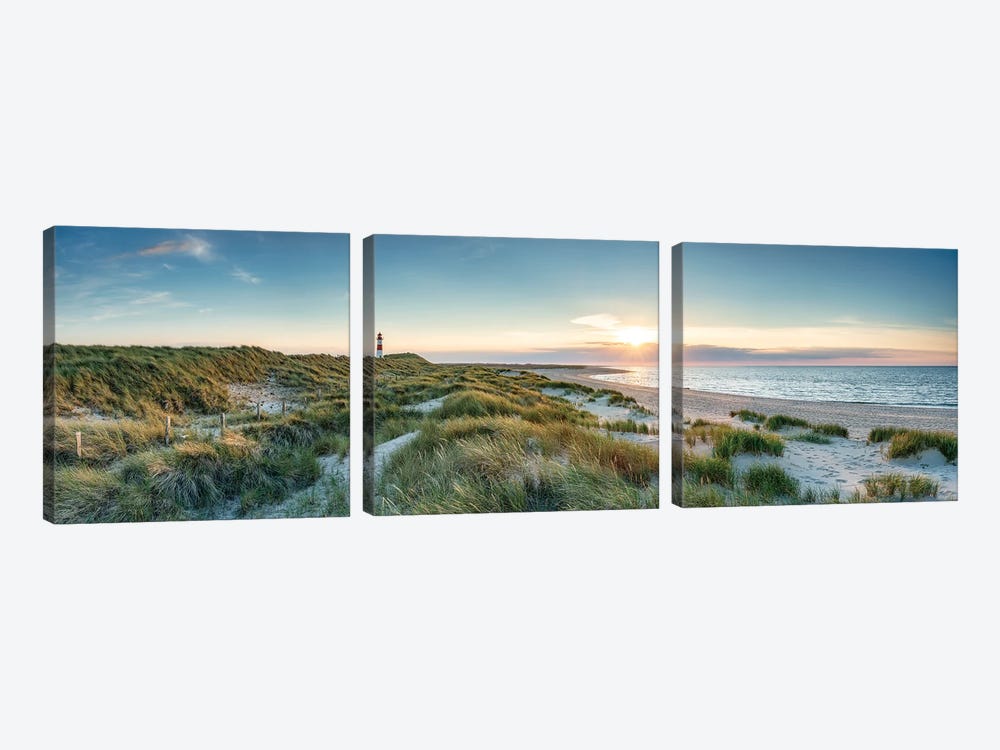 Sunset at the dune beach on the island of Sylt, Schleswig-Holstein, Germany by Jan Becke 3-piece Art Print