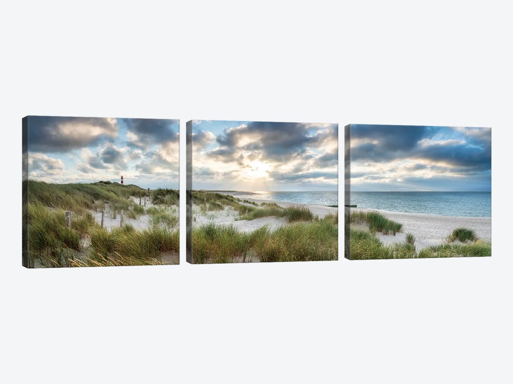 Dune beach panorama on the island Sylt, Schleswig-Holstein, Germany by Jan Becke 3-piece Canvas Wall Art
